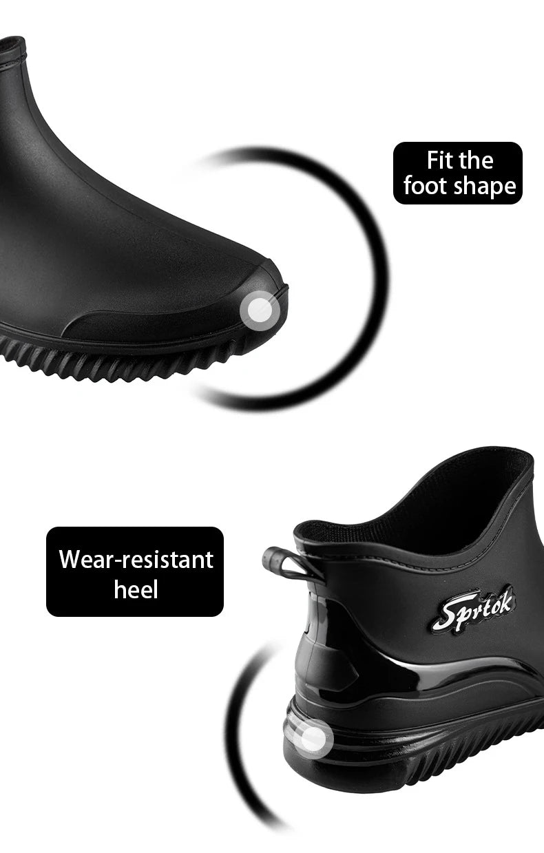 Couples Short Rain Shoes Fashion Light Waterproof Shoes Non-Slip Sports Korean Rain Boots - Sun Studio