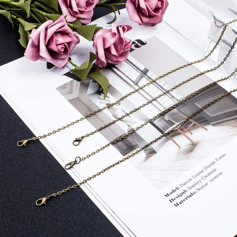 10 Strands Antique Bronze Chain, Iron Wire Chain with Lobster Clasp Chain Necklace for Pocket Watches Design Necklace - Sun Studio