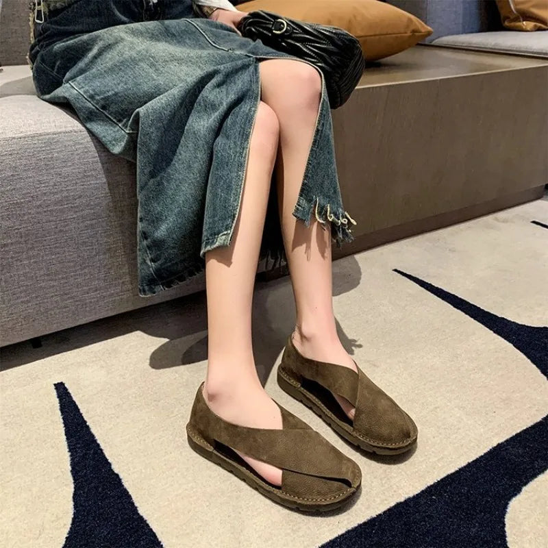 Summer Shoes Women 2026 New Casual Flats Closed Toe Sandals Retro Slip-on Summer Loafers Non-Slip Comfortable Sandal Footwear - Sun Studio