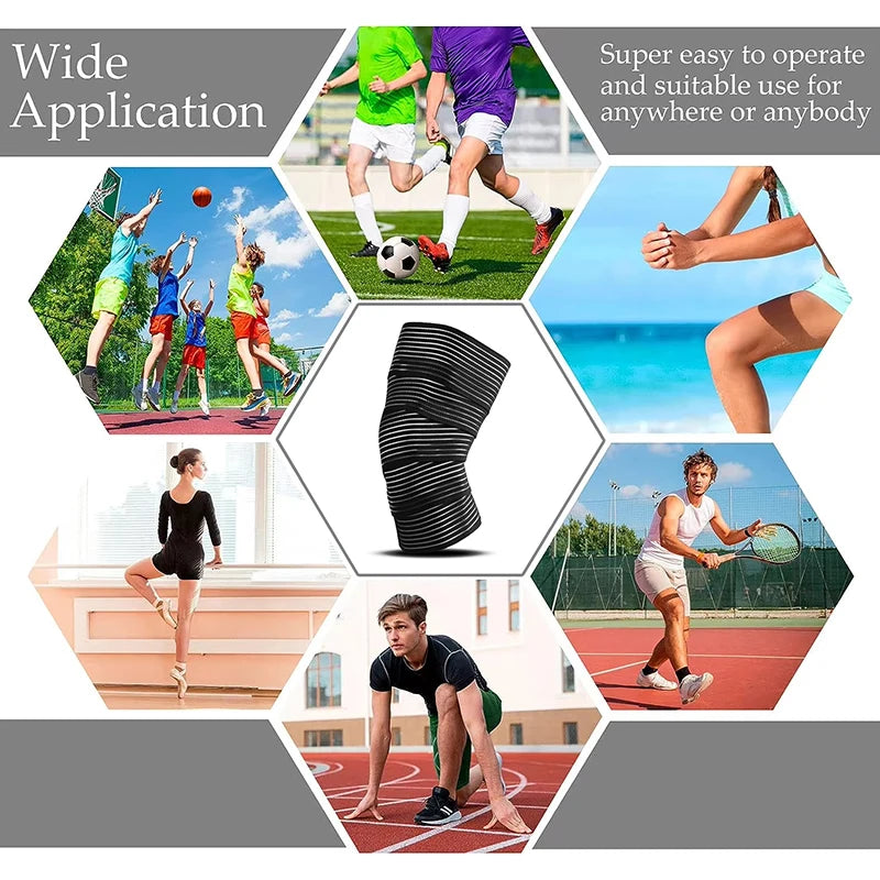 1Pc High Elasticity Knee Brace Support Wrap Portable Sport Elastic Bandage Adjustable Nylon Bracer Wristband - Sun Studio