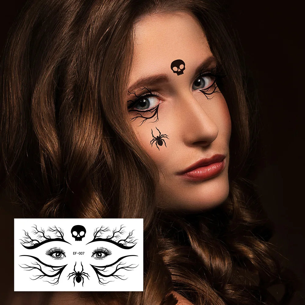 10pcs/set Halloween Horror Pumpkin Spider Face Temporary Tattoo Sticker Fake Tattoos Stickers Waterproof For Party Gift - Sun Studio