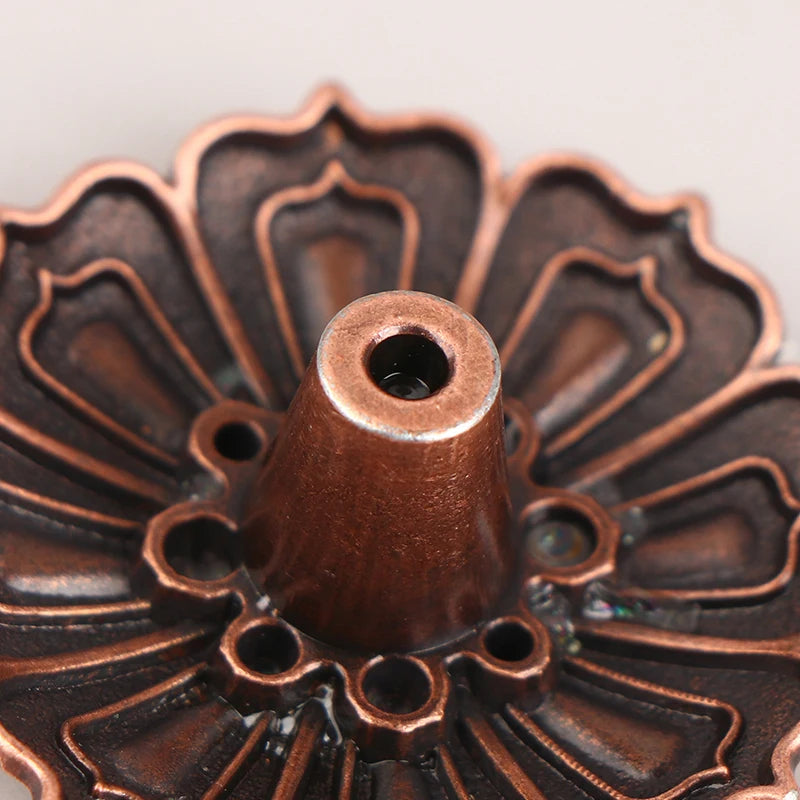 1Pc Lotus Alloy Incense Burner Stick Holder Home Buddhism Line Incense Plate Sandalwood Coil Base Delicate Temples Home Decor - Sun Studio