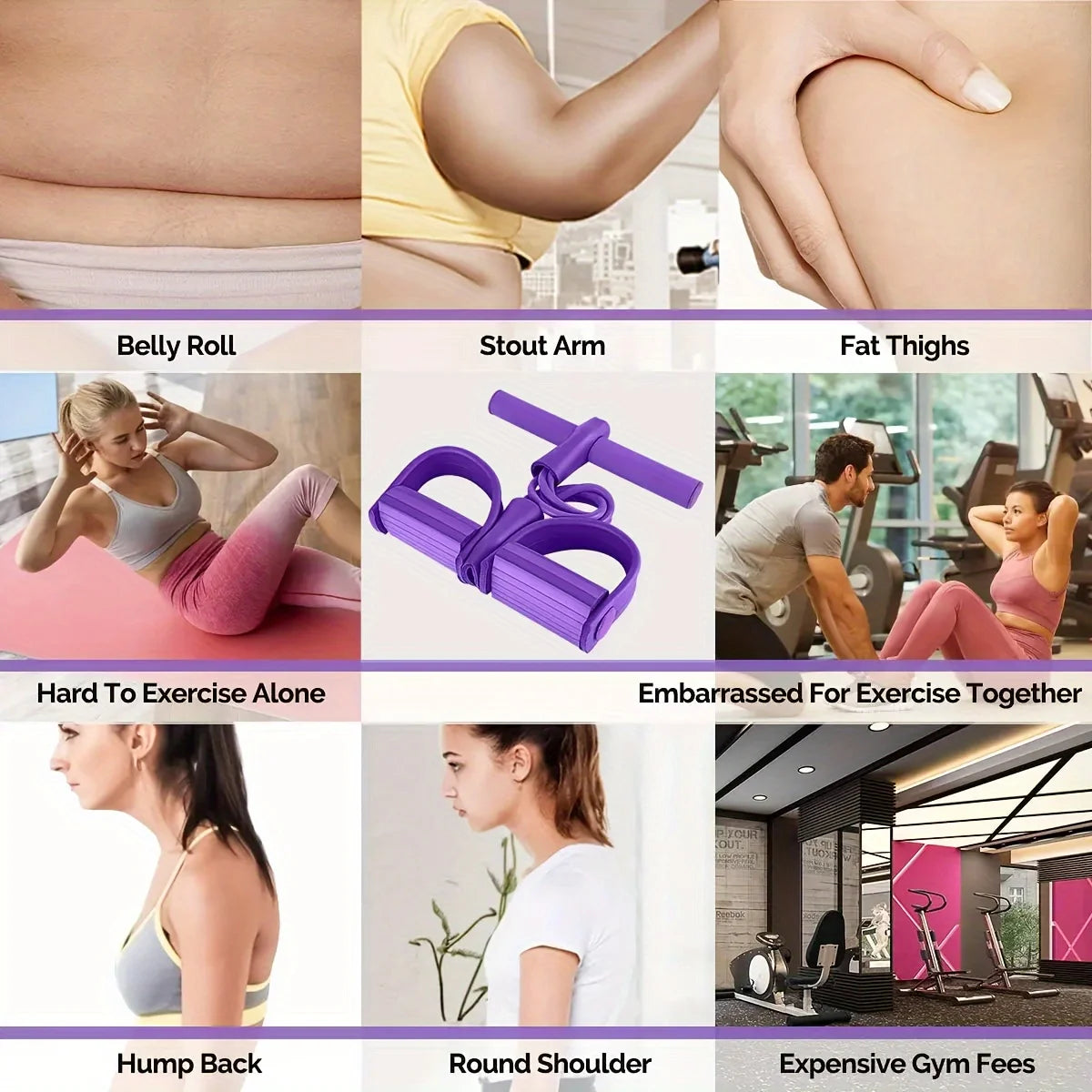 Multi-Functional Four-Tube Pedal Tensioner Yoga Elastic Band Home Fitness Equipment Abdominal Strengthening Tension Rope - Sun Studio