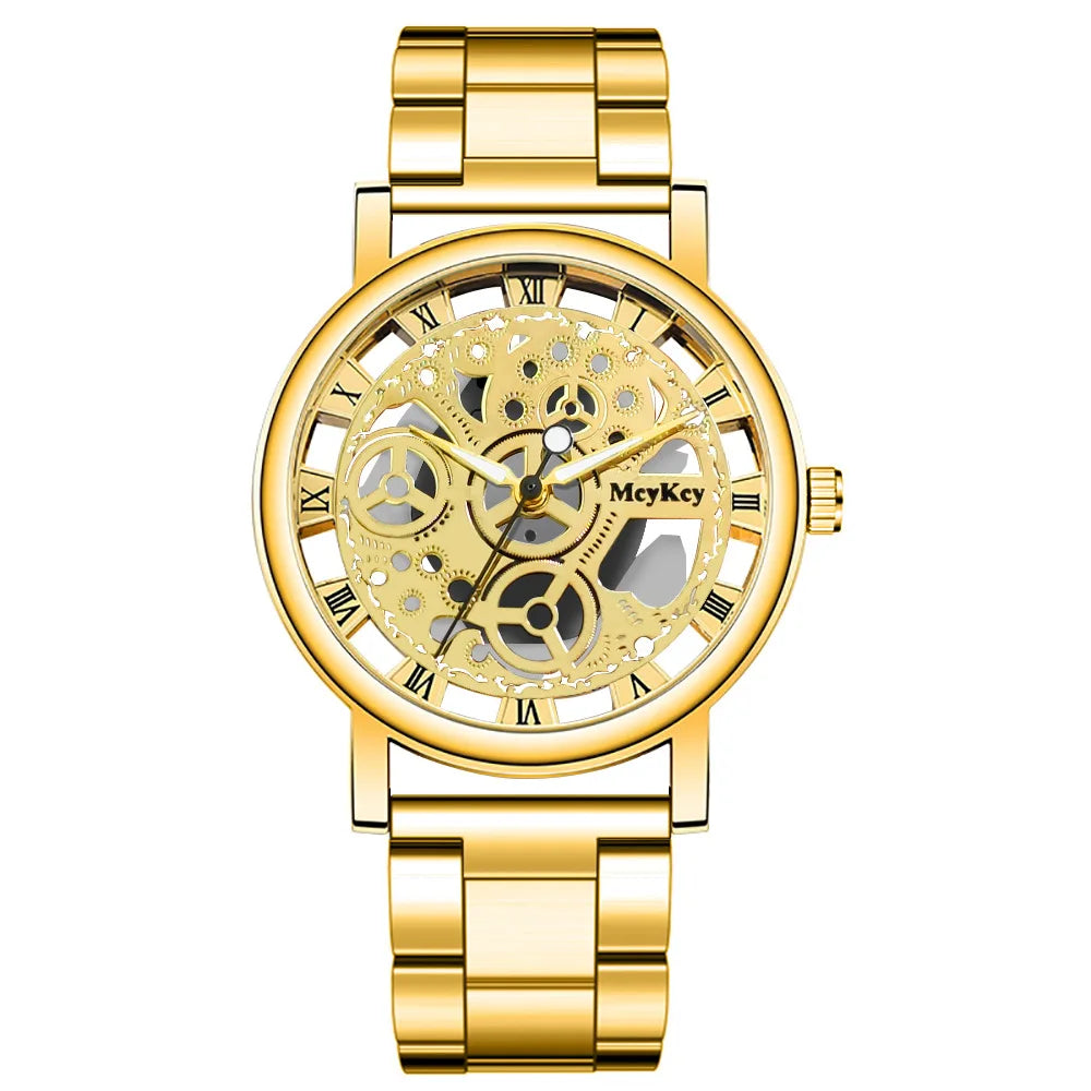 Free Shipping New Fashion Women Hollow Skeleton Faux Mechanical Watch Ladies Metal Mesh Quartz Watches For Gift Relogio Feminino - Sun Studio