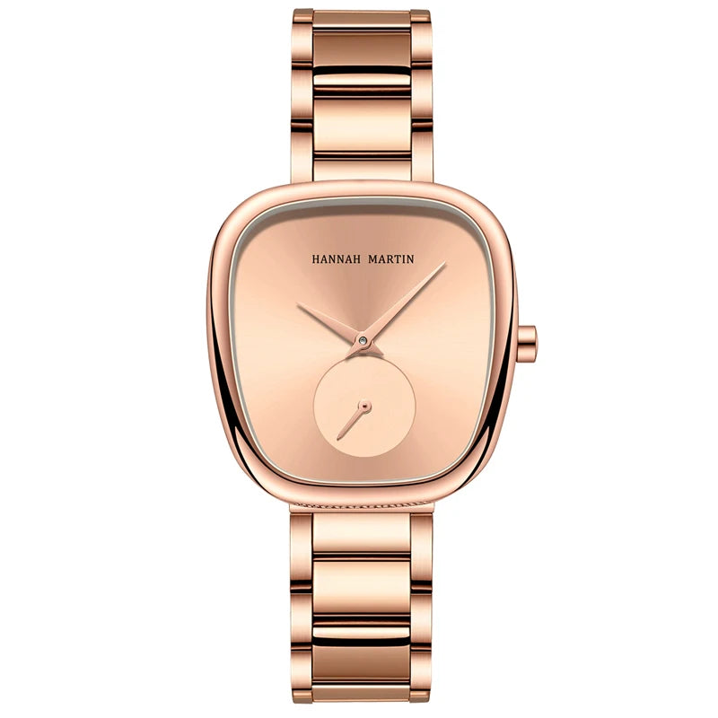 2025 New Women Quartz Wristwatch 34mm Wine Barrel Rose Gold Black Stopwatch Fashionable Minimalist Style Oval Watches for Women - Sun Studio