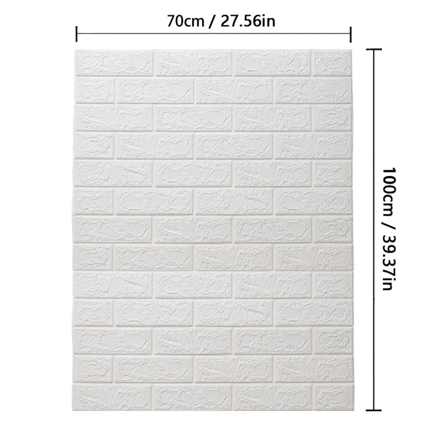 3D Self-Adhesive Wallpaper 70cm*1/5/10m Continuous Waterproof Brick Wall Stickers Living Room Bedroom Children's Room Home Decor - Sun Studio