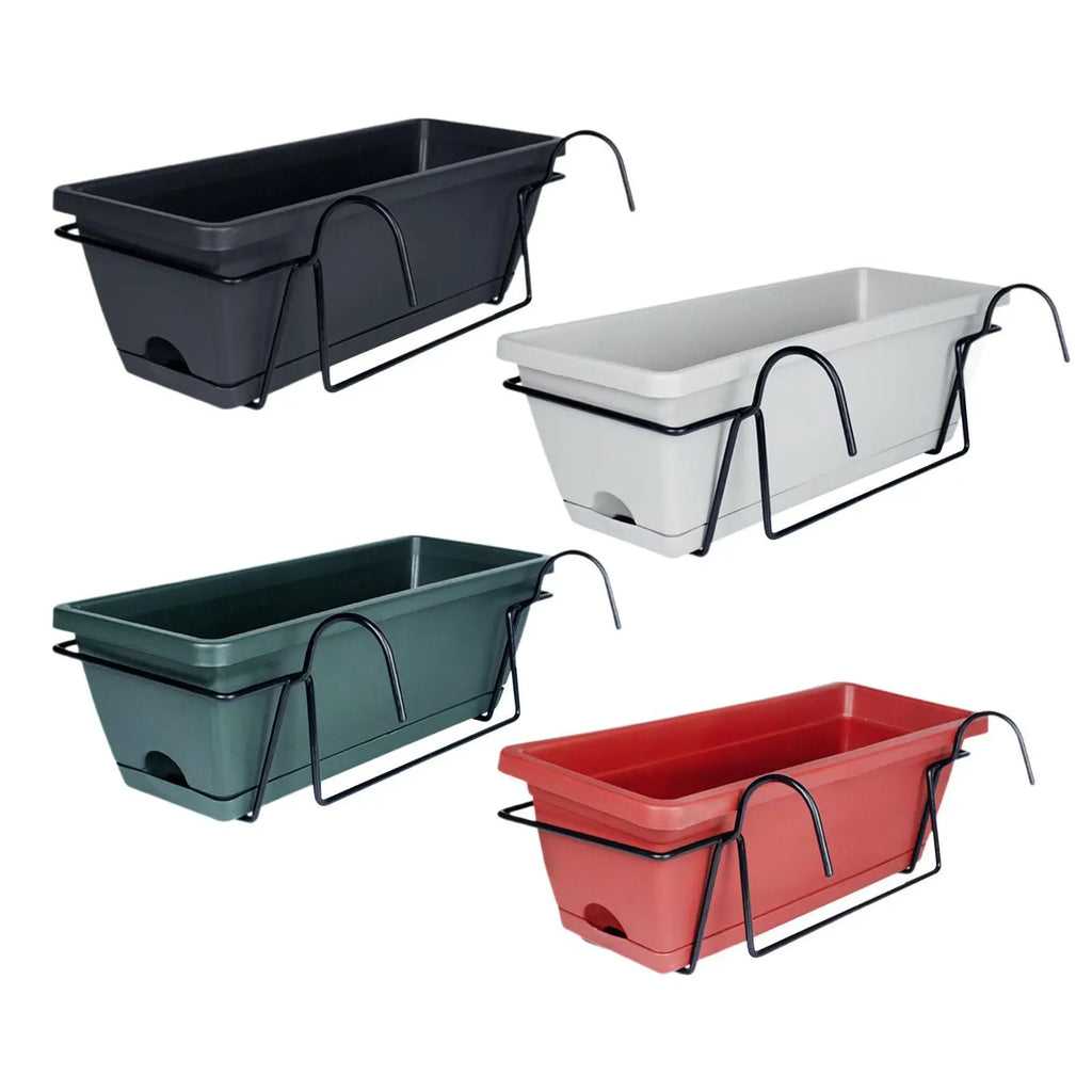Hanging Flower Pot for Fence And Balcony, Flower Box, Flower Pot with Drainage Hole, Removable Tray, 43 X 19 X 15 Cm - Sun Studio