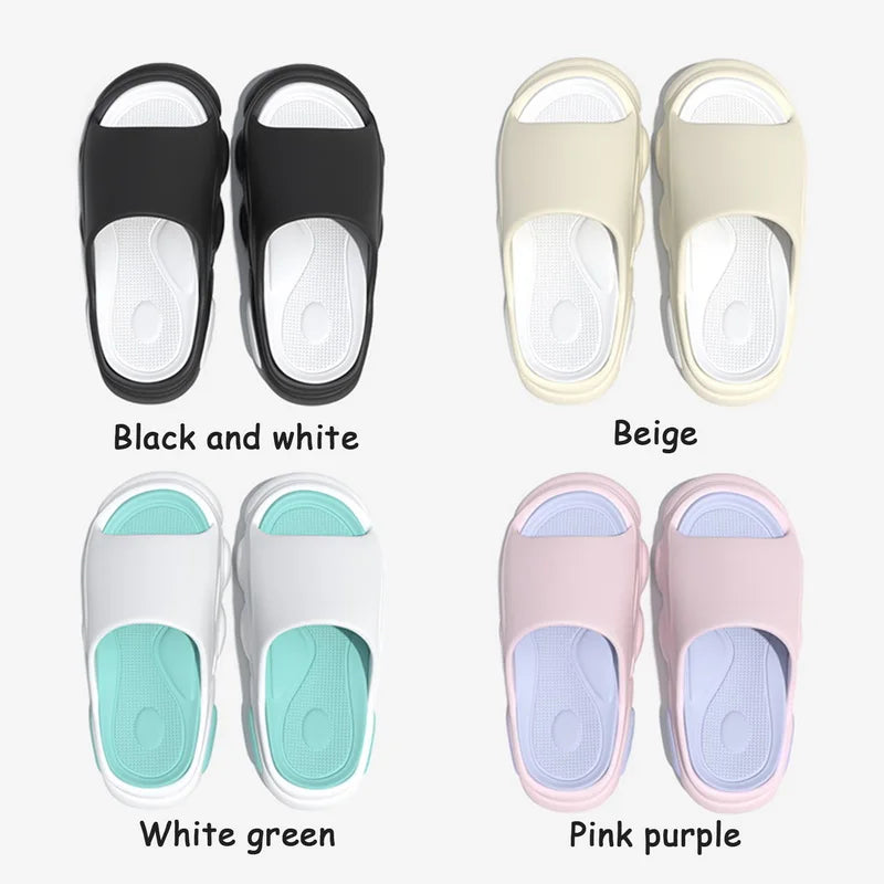 Shevalues Men Summer Slippers New Thick Sole EVA Sandals Indoor Non-slip Unisex Bathromm Slides Casual Platform House Slippers - Sun Studio