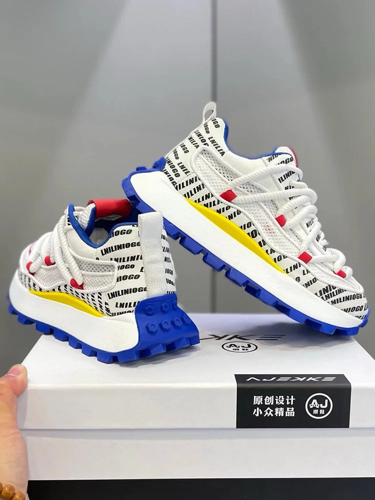 Spring and Autumn New Men's Shoes Thick soled Height Increasing Casual Shoes Comfortable and Breathable Running Sports Shoes - Sun Studio