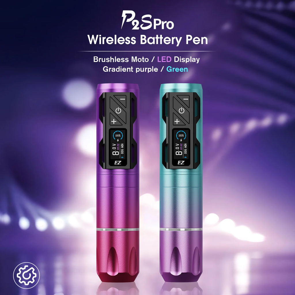 EZ P2S Pro Wireless Tattoo Machine Pen 4.0mm Stroke Battery 1800mAh OLED Digital Display Brushless Motor Tattoo Gun Supply - Sun Studio