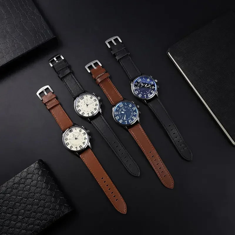 Vintage Men's Watches Sports PU Belt Watch Men's Fashion Trend Digital Student Watch Men's Quartz Watches Relogios Masculino - Sun Studio