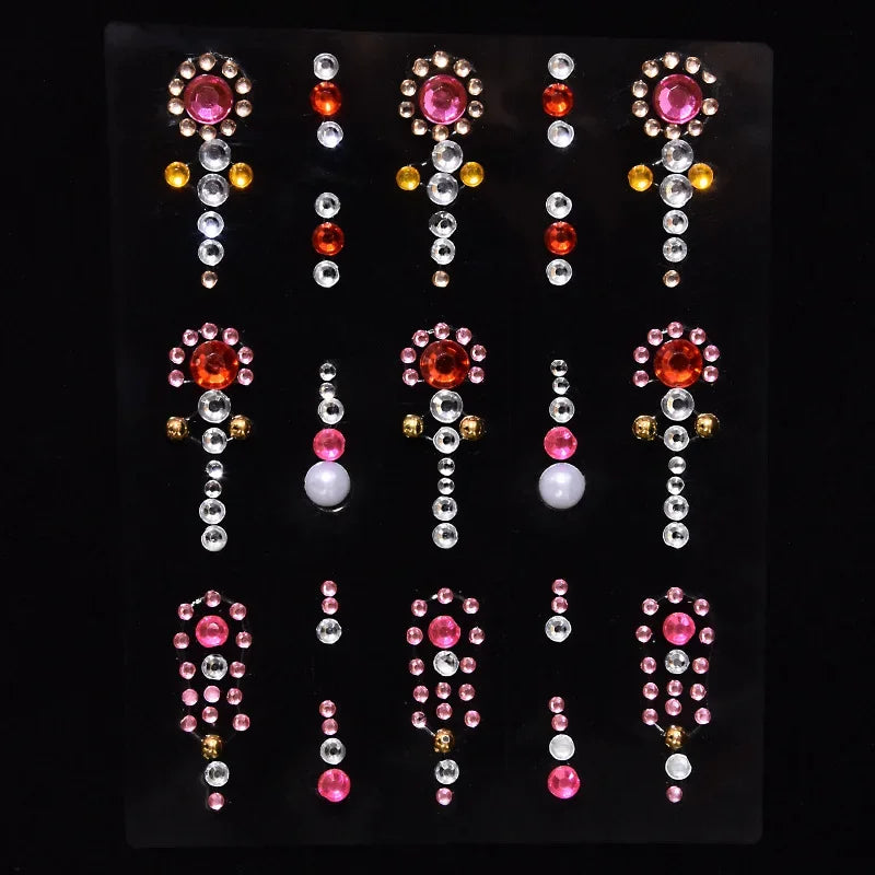 1 Pc Disposable Tattoo Stickers Face Jewelry Color Crystal Diamond DIY Eyes Face Body Waterproof Makeup Decorations Rhinestones