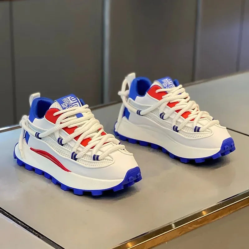 Chunky Sneaker Men Designer Running Shoes Fashion Casual Microfiber Leather Mesh Breathable Height Increased Flat Platform Shoes - Sun Studio