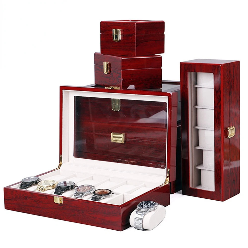 Luxury Wooden Watch Box 1/2/3/5/6/10/12 Grids Watch Organizers 6 Slots Wood Holder Boxes for Men Women  Watches Jewelry Display - Sun Studio