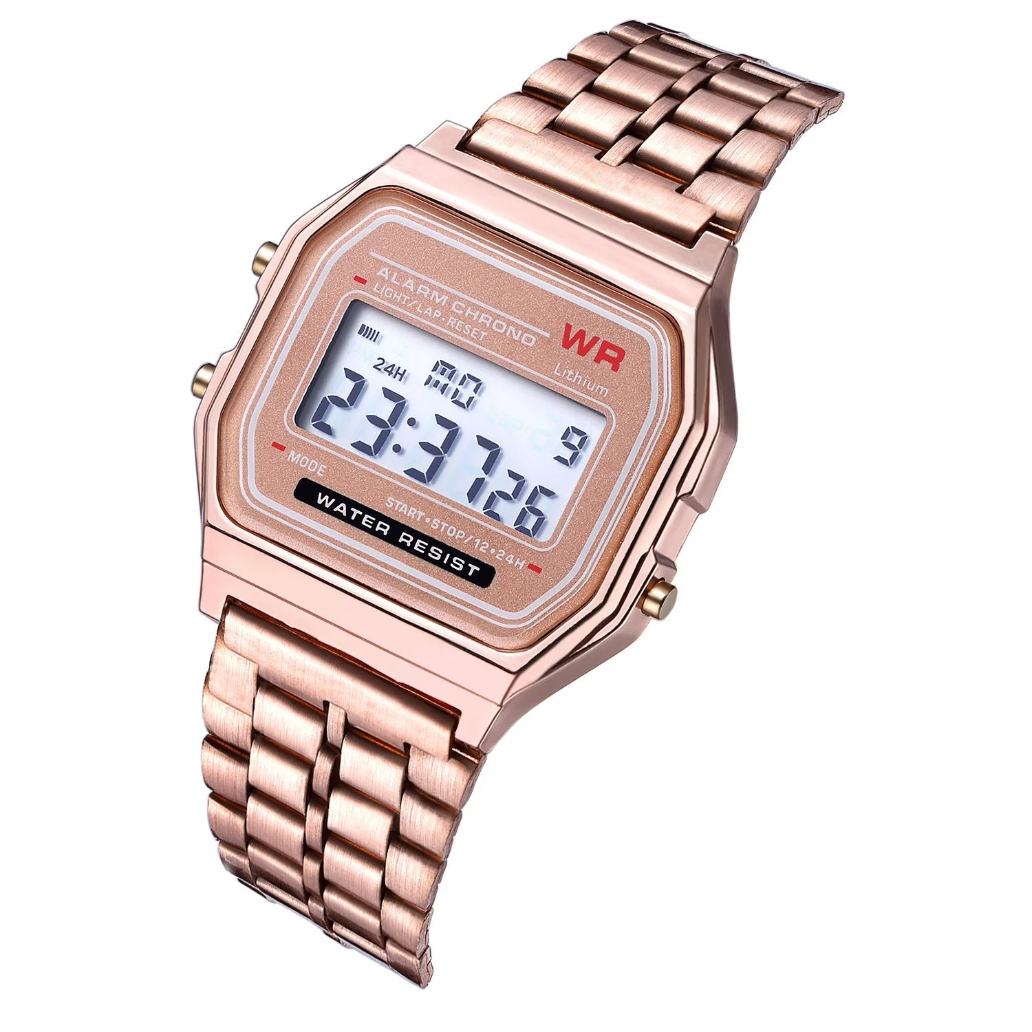 Women Casual LED Electronic Watch Man Retro Stainless Steel Watches for Women Unisex LED Digital Watch Multifunction Wristwatch - Sun Studio