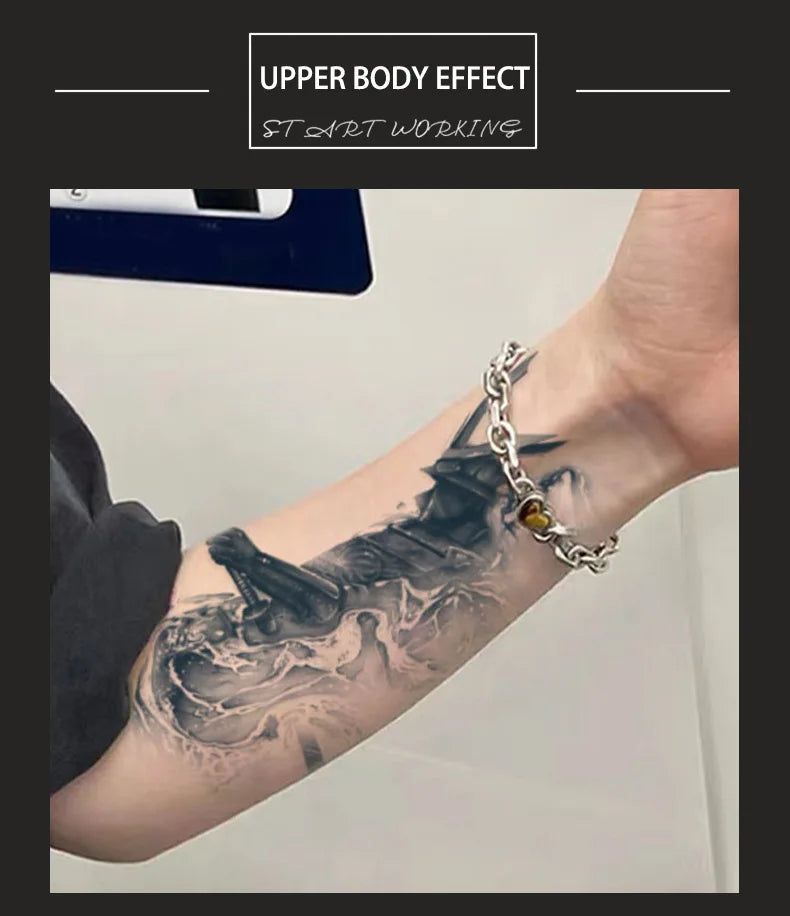 Japanese Aesthetic Samurai Juice Tattoo Stickers Waterproof Durable Bodyguard Knife Semi-permanent Fake Tattoo Arm Simulation - Sun Studio