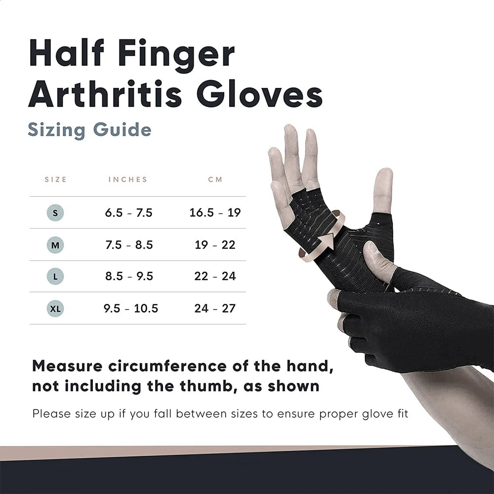 1Pair Copper Infused Fingerless Compression Gloves for Arthritis & Carpal Tunnel Relief, Relieve Hand Pain Swelling,Women Men - Sun Studio