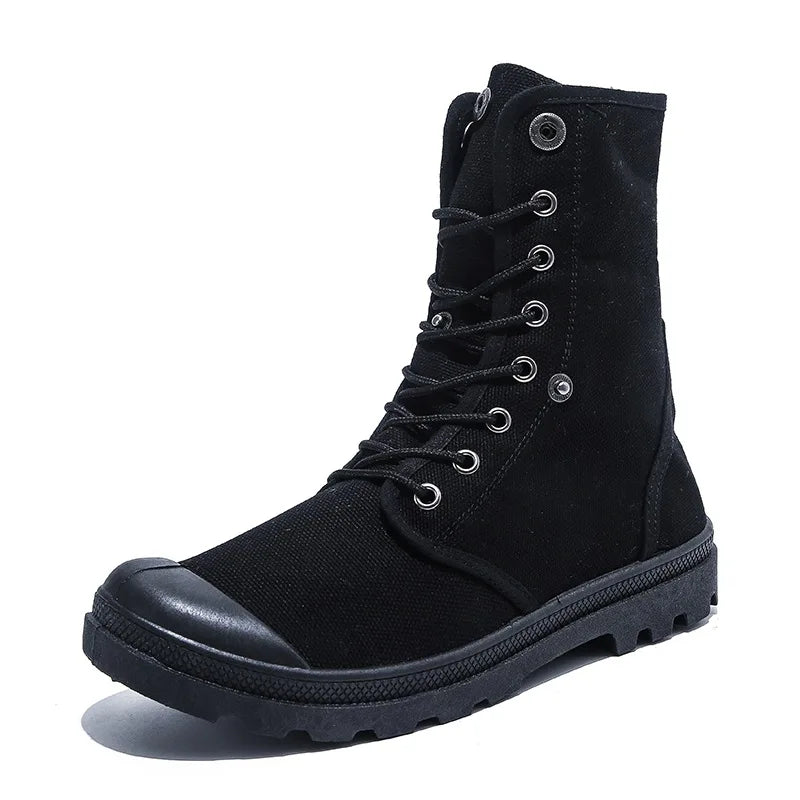 Spring Autumn Cloth Shoes Mens Single Boots Flat Non-slip Street Style High top Male Footwear Black Green Blue Plus Size 45 D316 - Sun Studio
