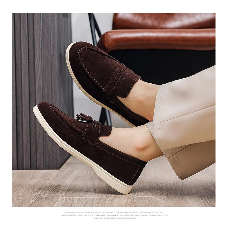 Fashion Men's Casual Shoes British Classic Tassel Loafers Moccasins Lazy Outdoor Flat Shoes‌。 - Sun Studio