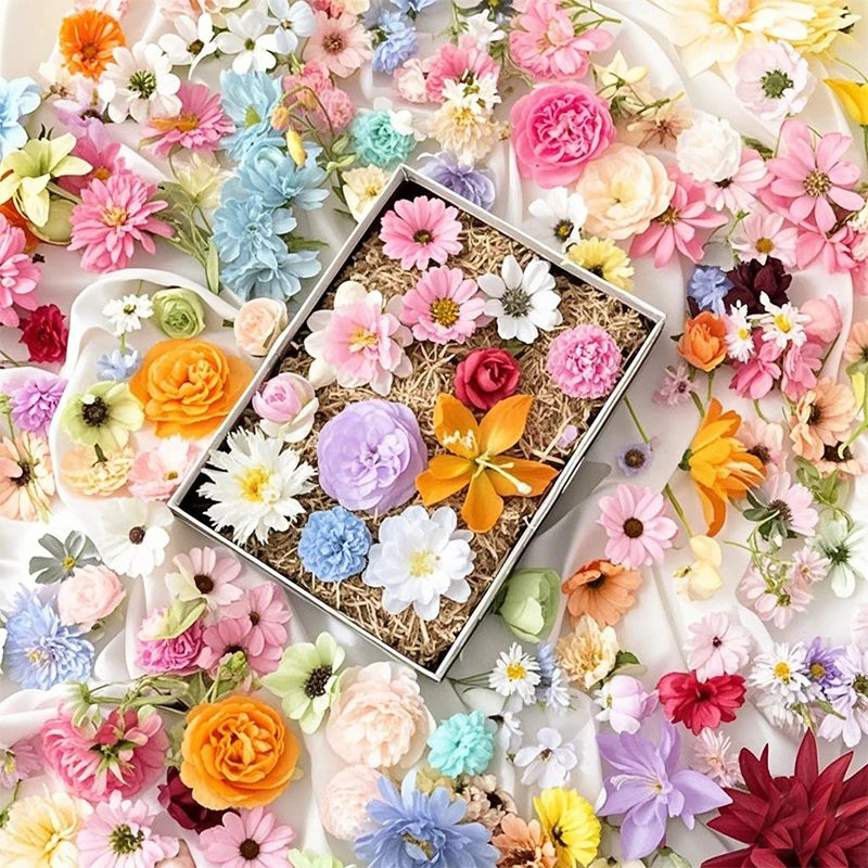 20/52Pcs Mini Random Mix Artificial Flowers Silk Fake Flowers for Home Decor DIY Craft Gifts Accessories Bride Wedding Decor - Sun Studio