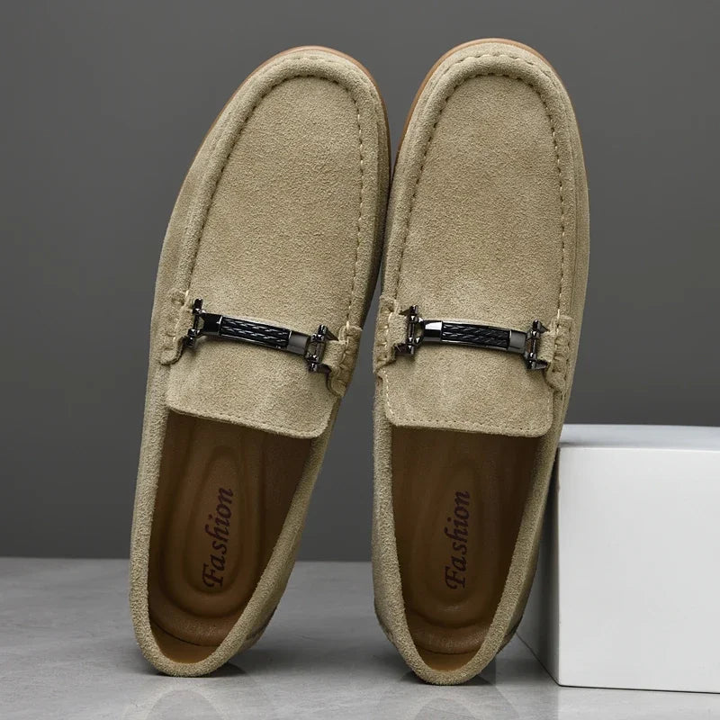 Fashion Brand Men's Spring Suede Casual Leather Shoes Bean Shoes New Outdoor Men's Comfortable Soft Soled Non Slip Driving Shoes - Sun Studio