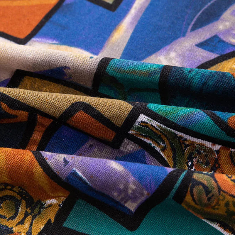 Bohemian Fabric Ethnic Vintage Retro Boho Printed Cotton Linen Home Decor Upholstery Textile
