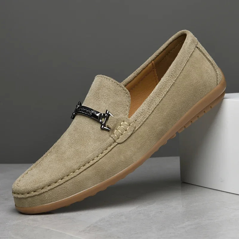 Fashion Brand Men's Spring Suede Casual Leather Shoes Bean Shoes New Outdoor Men's Comfortable Soft Soled Non Slip Driving Shoes - Sun Studio
