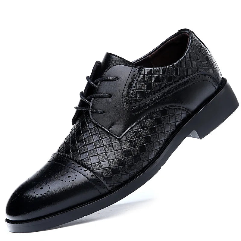 Genuine Leather Mens Dress Shoes Black Formal Social Shoe Male Business Wedding Derby for Man Luxury Italian Work Oxford Loafers - Sun Studio