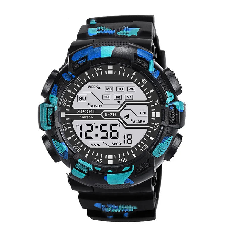 Sports Digital Electronic Watch 55mm Large Dial Sport Watch Outdoor Multifunction Watches Clock for Men Teen Student - Sun Studio