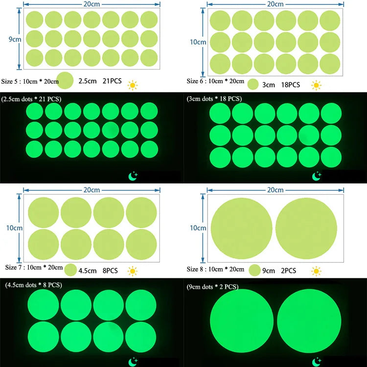 Luminous Round Dot Wall Stickers Kids Room Background Decoration Self-adhesive Decals Bedroom Home Decor Glow In The Dark Mural - Sun Studio