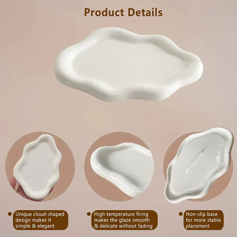 Women's Cloud Ceramic Trinket Tray - Jewelry Dish & Ring Holder, Perfect for Watches/Keys Storage, Mother's Day Gift - Sun Studio