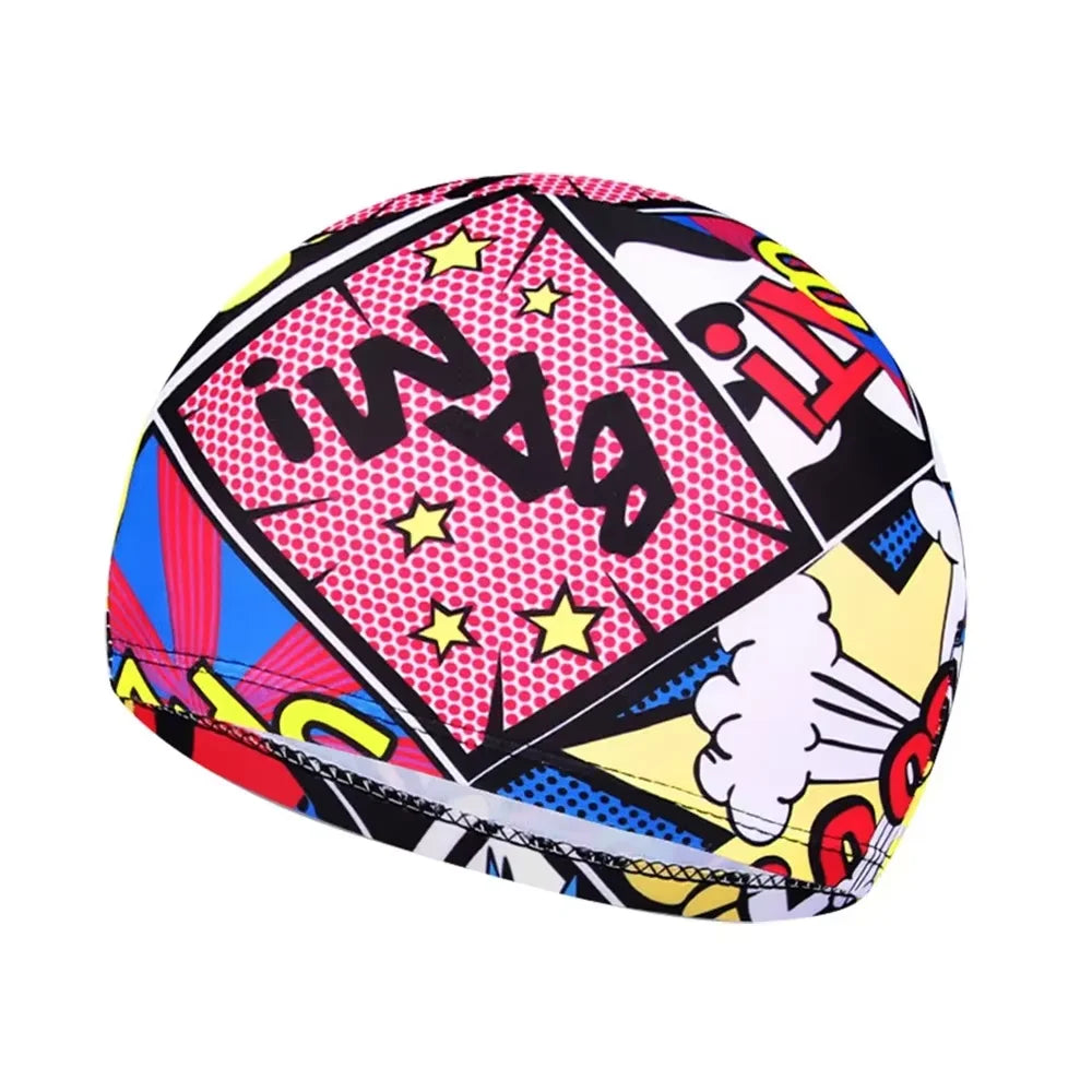 Swim Cap Men And Women Breathable High Elastic Cloth Swim Cap Color Comfortable No Cut Children's Swim Cap Universal - Sun Studio