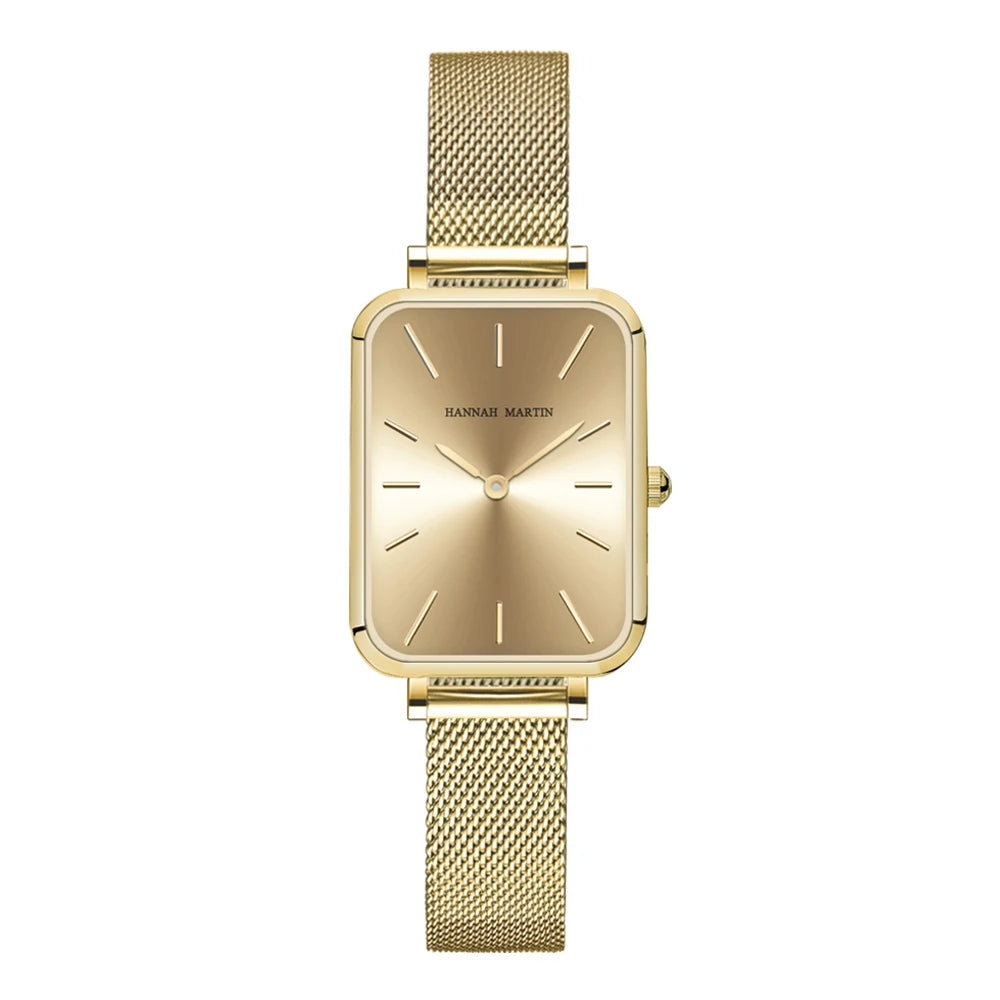 Rectangle Ultrathin Nordic Simple Style Japan Quartz Movement Fashion Stainless Steel Mesh Silvery Bracelet Belt Ladies Watches - Sun Studio