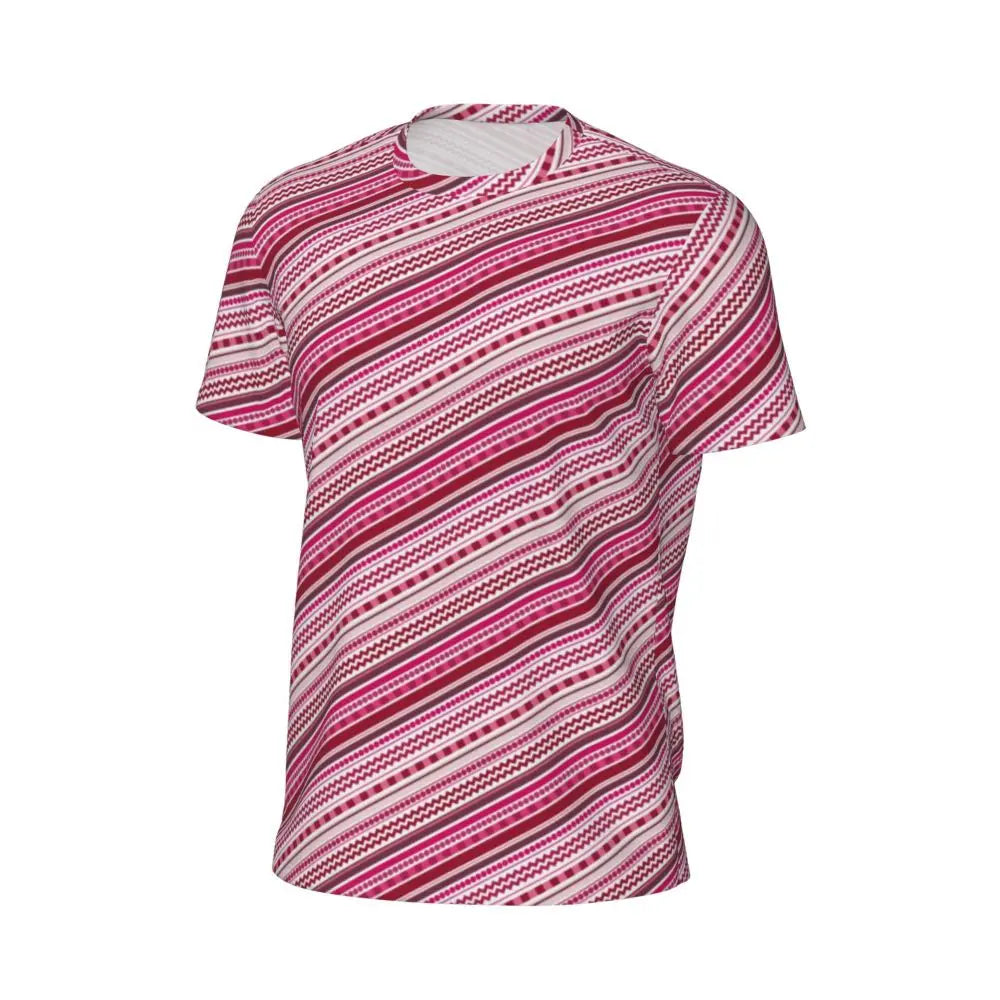 Gym T Shirt For Mens Retro Dots And Stripes T Shirts Fashion Blue Line Design Summer Tees O Neck Basic Graphic Clothes Plus Size - Sun Studio
