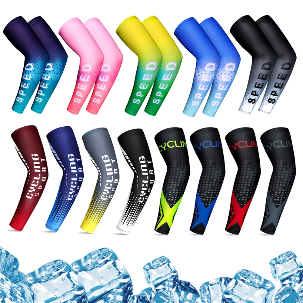 1Pair Sports Cooling Cycling Arm Sleeves Anti-UV Protection Elastic Arm Cover for Driving Running Basketball Football Golf - Sun Studio