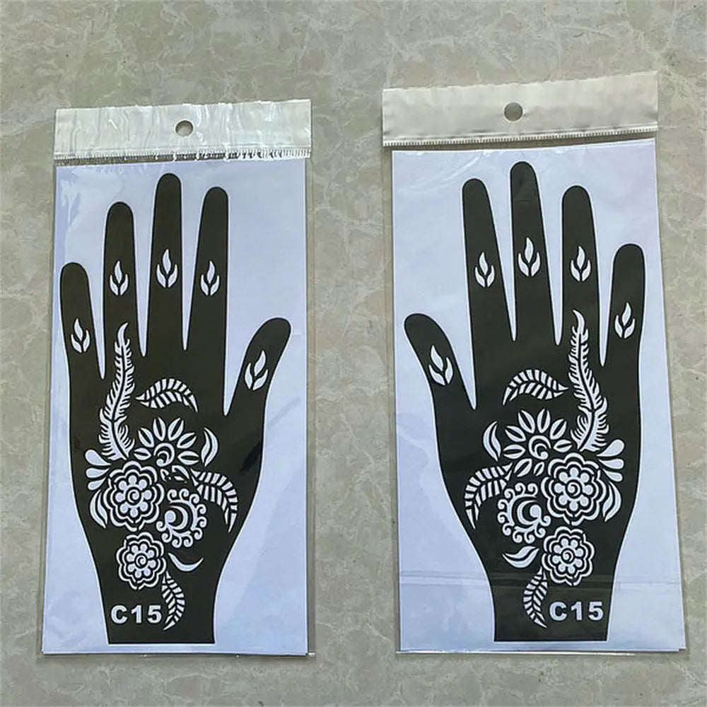 NEW Black Lace Transfer henna Hand Arm Tattoo Henna Stickers Art Temporary Tattoo DIY Painting Body Art Template Tattoo Stencils - Sun Studio