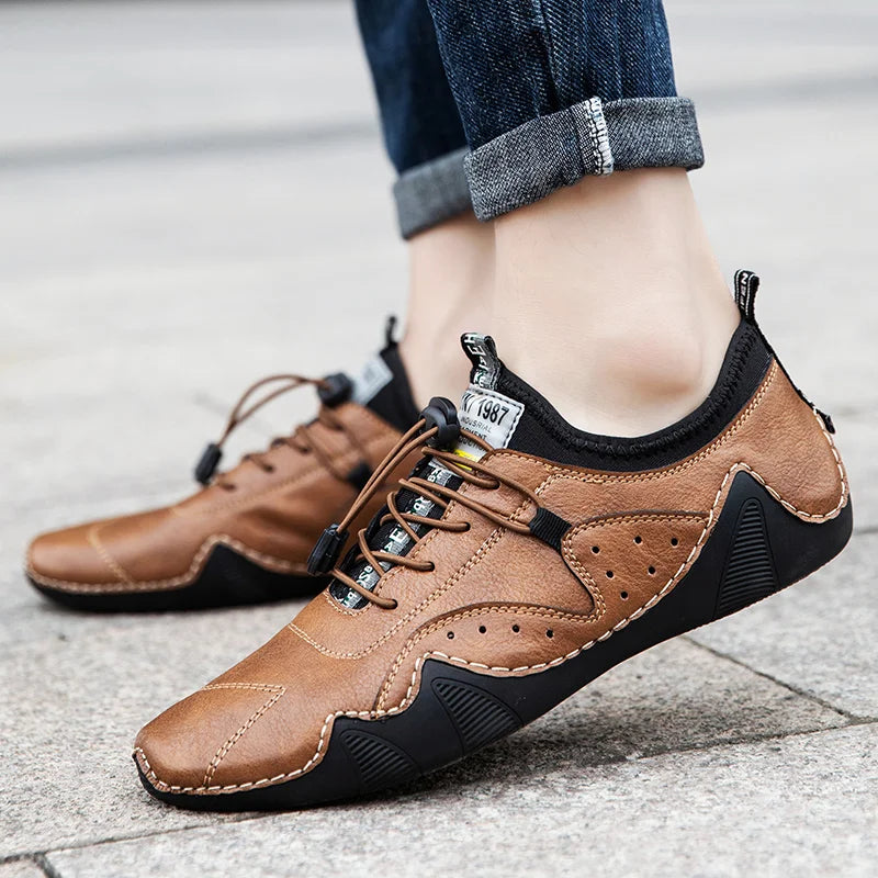 Leather Casual Sneakers for Men Driving Shoes 2024 New Fashion In Waterproof Men Doug Luxury Dress Loafers Shoes Footwear ﻿ - Sun Studio