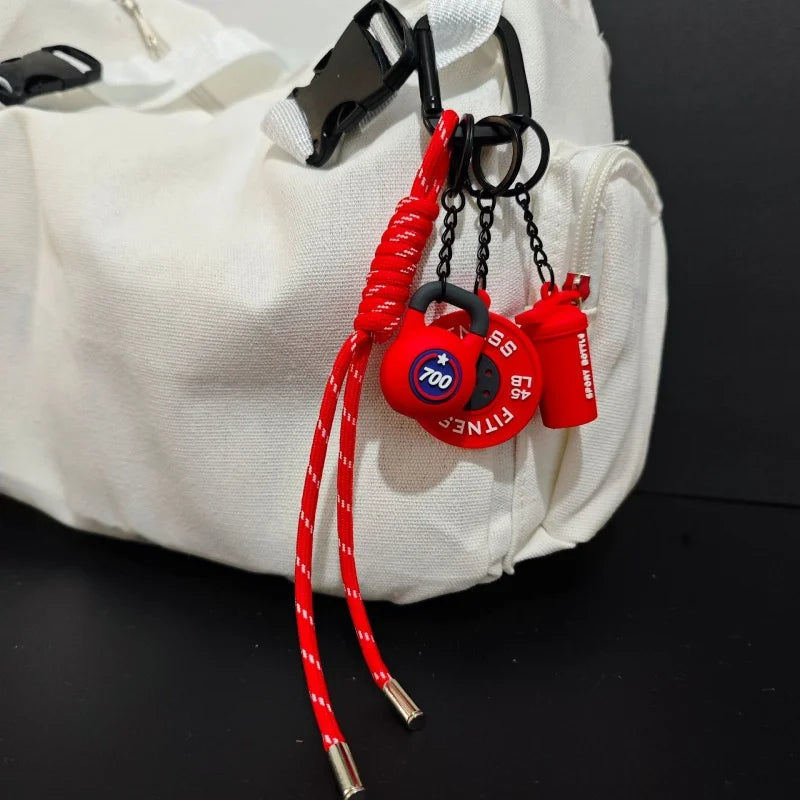 New Fitness Keychain Gym Lovers Fitness Enthusiast Gift Barbell Dumbbell Keychain Fitness Bag backpack Charms - Sun Studio