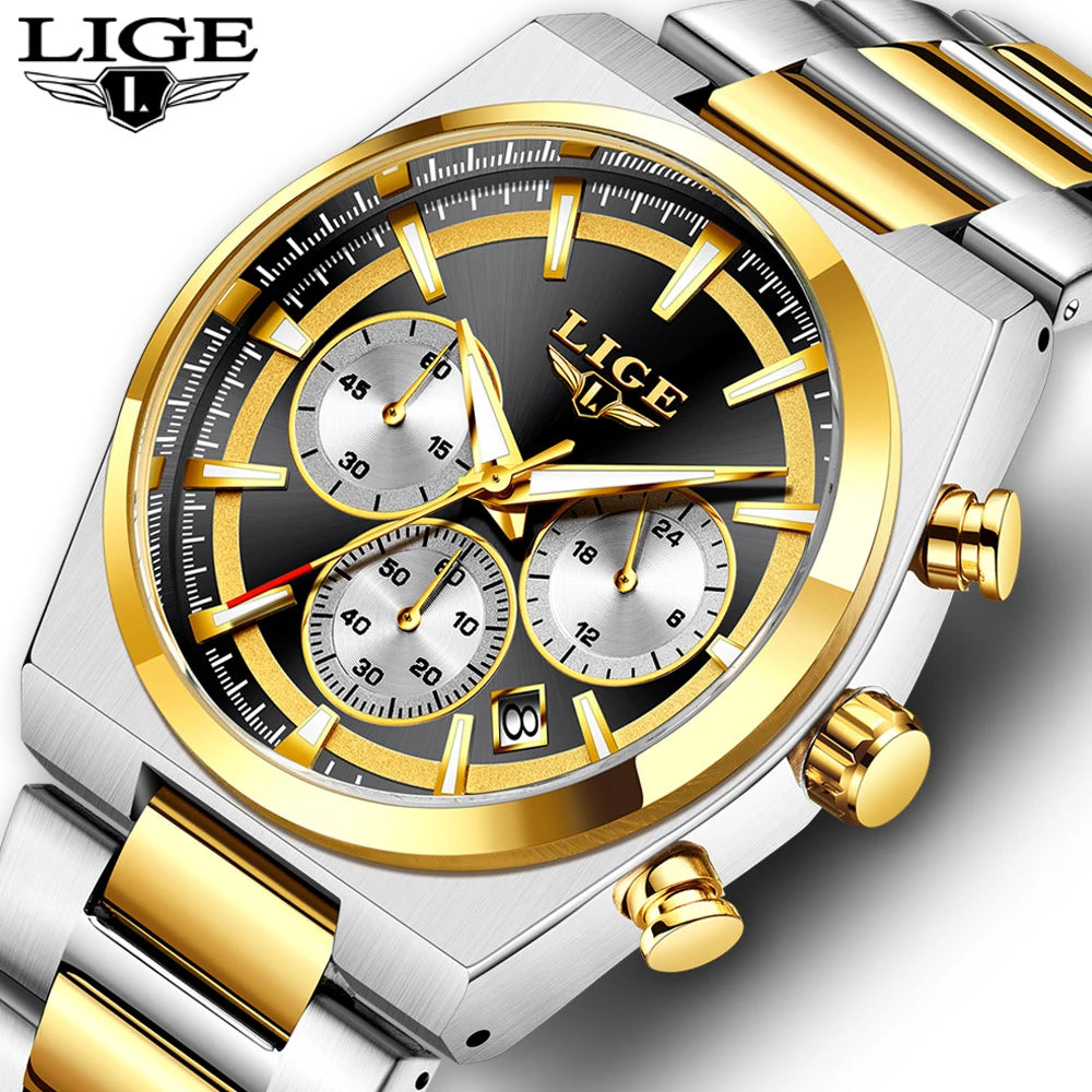 LIGE Top Luxury Man Quartz Watch Waterproof Luminous Date Chronograph Watches For Men Stainless Steel Fashion Men's Watch Reloj - Sun Studio