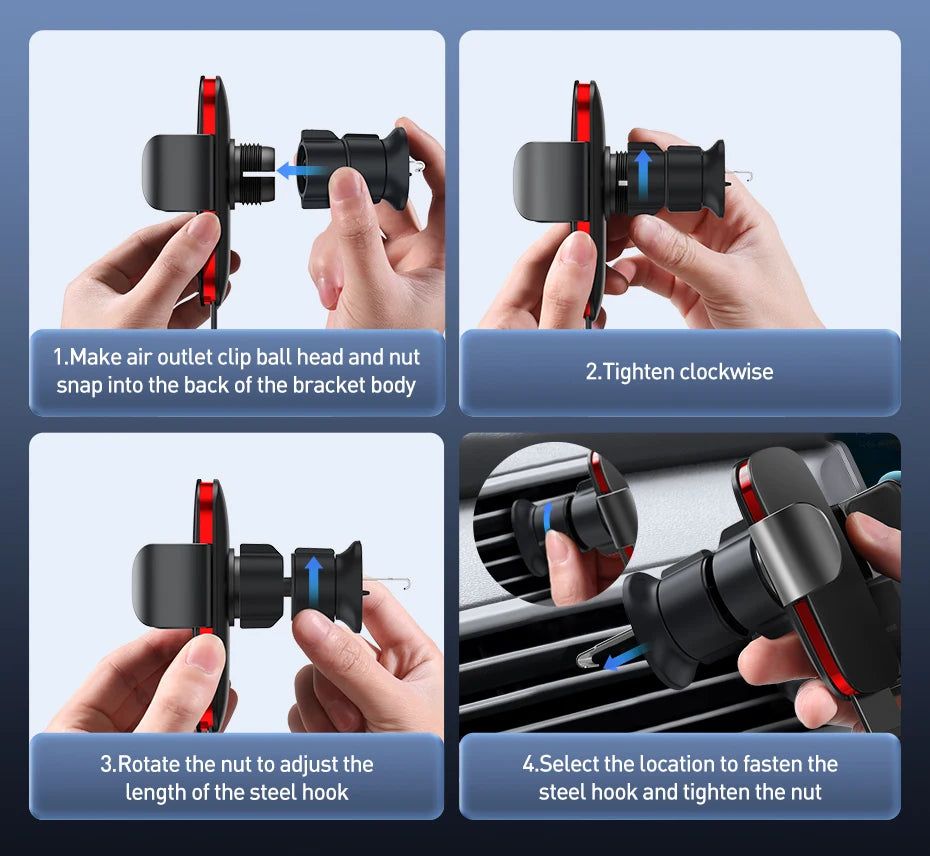 Baseus Car Phone Holder Mobile Metal Gravity Phone Holder for Car Air Vent / CD Slot Mount Phone Holder Stand for iPhone Samsung - Sun Studio