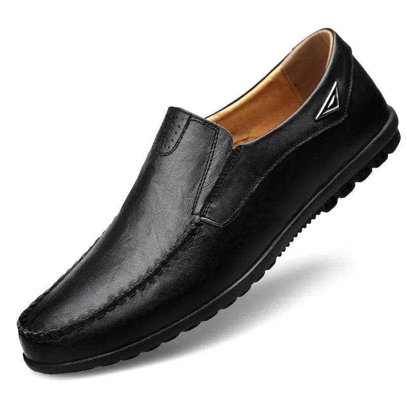 Genuine Leather Men Casual Shoes Luxury Brand 2025 Mens Loafers Moccasins Breathable Slip on Black Driving Shoes Plus Size 37-47 - Sun Studio