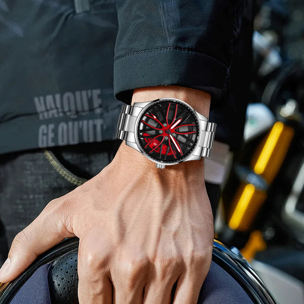 LIGE Men Watches Waterproof Rotary Sport Car Rim Man Luxury Watch Luminous Fashion Stainless Steel Quartz Men's Watches - Sun Studio