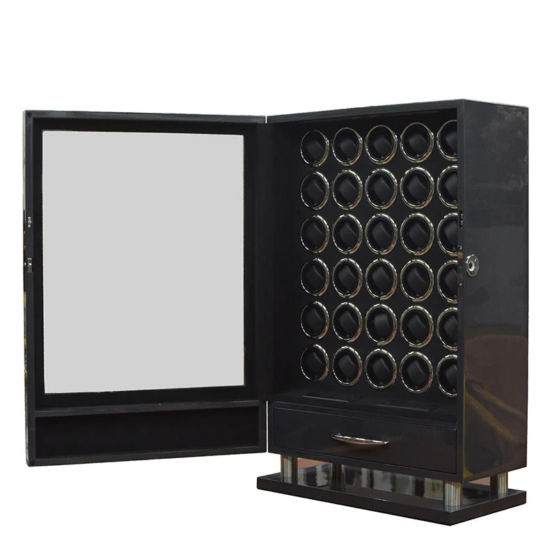Luxury Automatic Watch Winder12 24 30 Slot Wood Mechanical Watch Box Fingerprint Unlock Quiet Mabuchi Motor Watches Storage Safe - Sun Studio