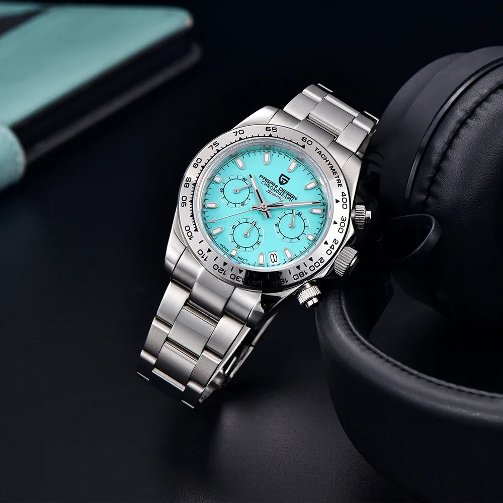 PAGANI DESIGN New Ceramic Bezel Men Quartz Wristwatches Luxurys Sapphire Glass Chronograph 100m Waterproof Stainless Watches Men - Sun Studio
