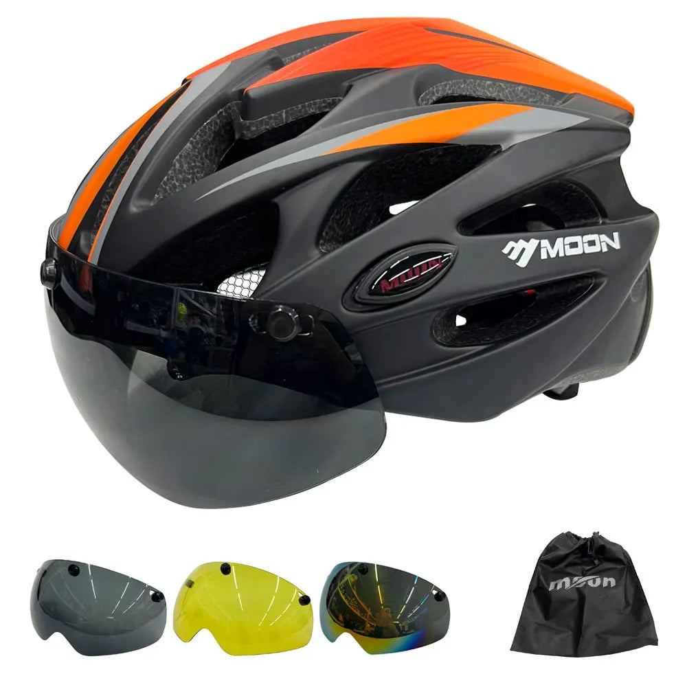 Lightweight Cycling Safety Helmet Outdoor Motorcycle Bicycle Helmet With Removable Visor Glasses MTB Mountain Road Bike Helmet - Sun Studio