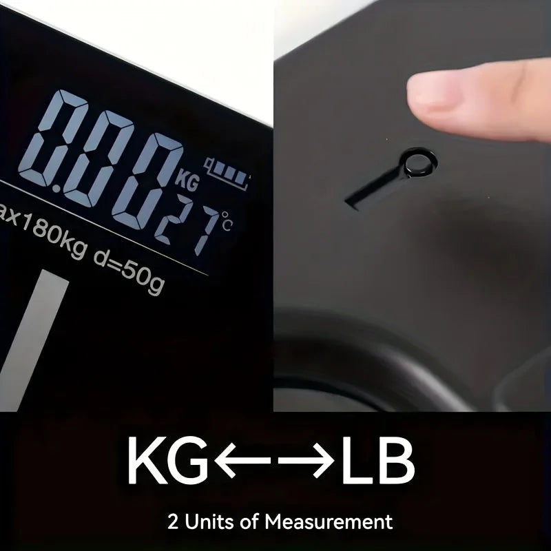 Digital Body Weight Scale – 400 lb/180kg Capacity, LCD Display, Ultra-Wide Platform, with Temp (°F) and USB Charging - Sun Studio
