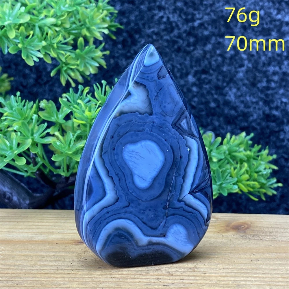 Natural Gemstone Black Onyx Stripes Free Form Torch Reiki Healing Shape Meditation Home Decor Feng Shui Warning Evil - Sun Studio