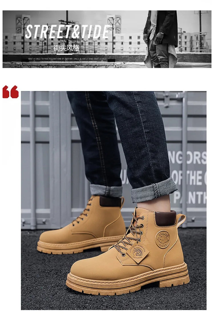 Men's Designer Motorcycle Boots Fashion Comfortable High Top Platform Work Boots Winter Hot Selling Mens Green Hiking Boots 2026 - Sun Studio