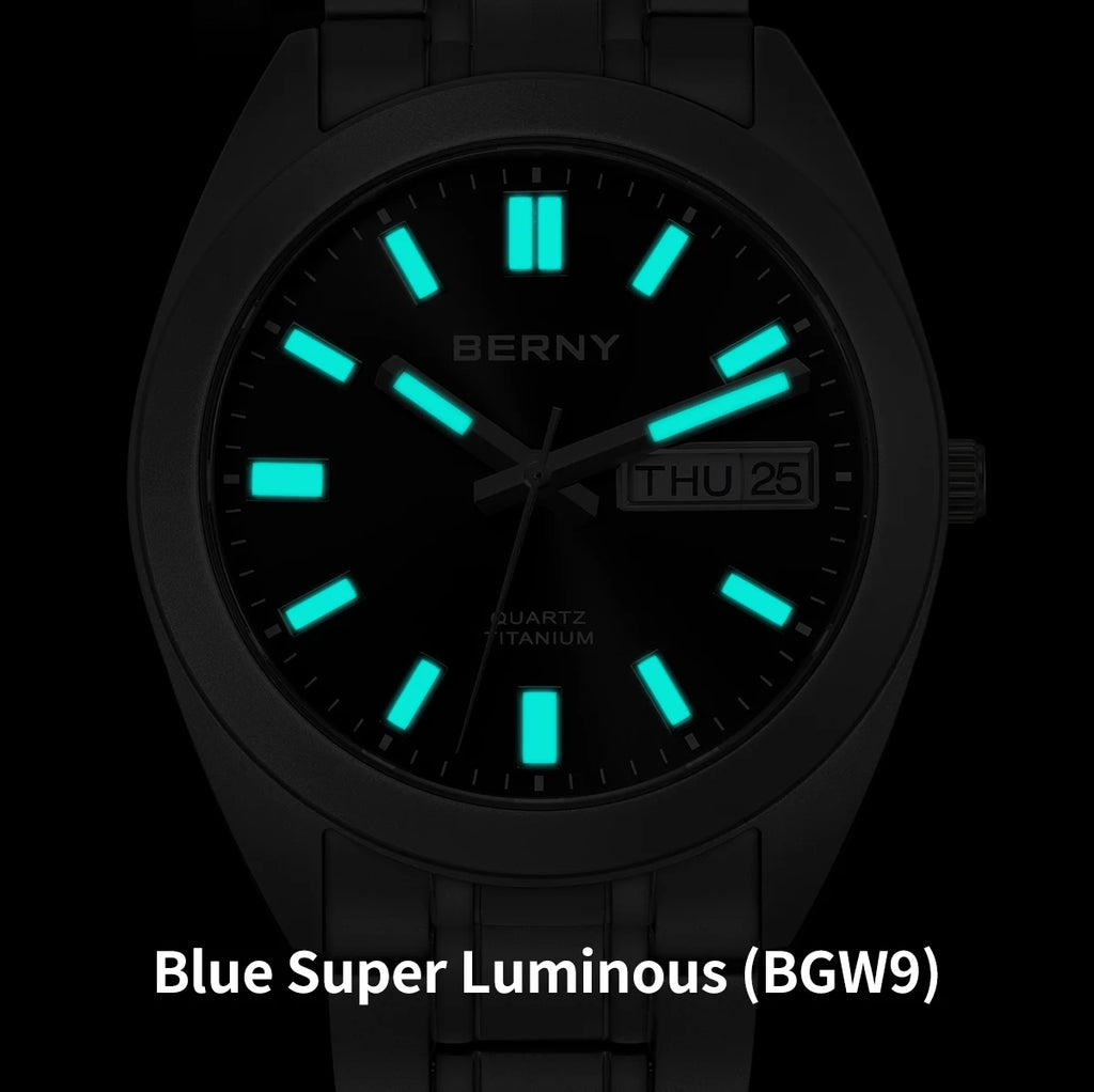 BERNY Titanium Watch for Men Supper Light Weight Wristwatch Super Luminous Sapphire 10ATM Waterproof Sport Field Quartz Watches - Sun Studio