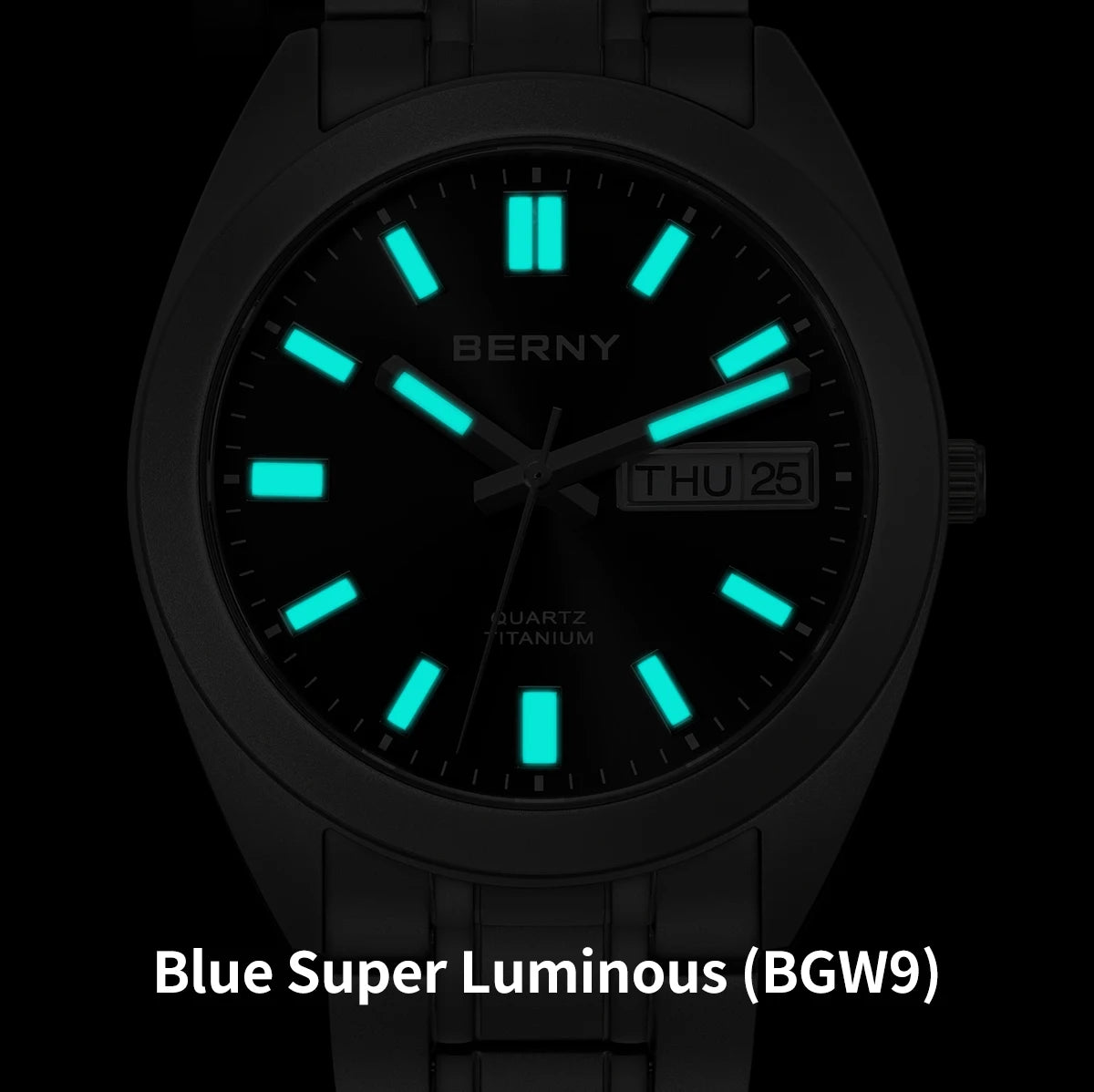 BERNY Titanium Watch for Men Supper Light Weight Wristwatch Super Luminous Sapphire 10ATM Waterproof Sport Field Quartz Watches - Sun Studio